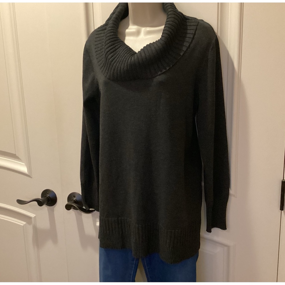Cable & Gauge Charcoal Cowl Neck Tunic Sweater